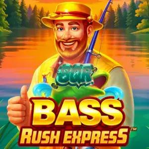 Tampilan visual permainan slot Bass Rush Express dengan tema memancing yang tenang
